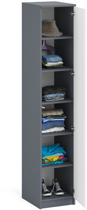 Мори Пенал МШ400.1, цвет графит/белый, ШхГхВ 40,4х50,4х209,6 см., универсальная сборка