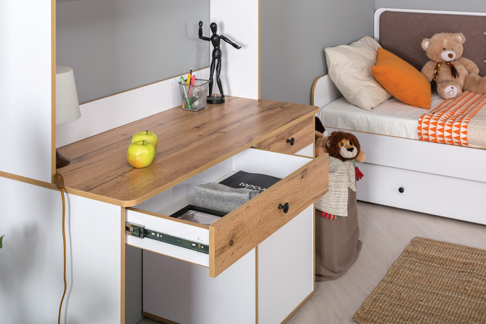 Вуди Компоновка № 51, цвет белый премиум/дуб крафт золотой, ШхГхВ 266х52,7х180,3 см., универсальная сборка