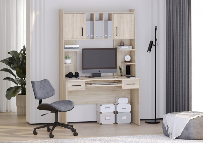 Стол рабочий 6-0604дубсон Бета, цвет дуб сонома, ШхГхВ 120х60,5х183,5 см.