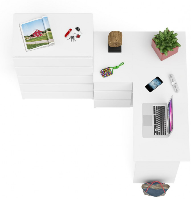 Мори компьютерный стол МС-16 левый + Комод МК700.5, белый