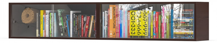 Две полки книжных С-МД-КН01, цвет венге, ШхГхВ размер каждой полки в отдельности: 83х25х30 см., стеклянные дверцы