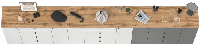 Остин 16.221 Комод + 16.221 Комод + 16.221 Комод, белый шагрень/серый графит/дуб крафт золотой