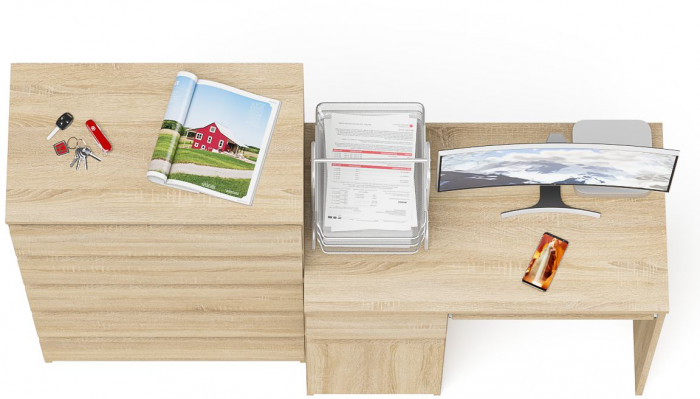 Мори компьютерный стол МС-1 левый + Комод МК700.5, дуб сонома