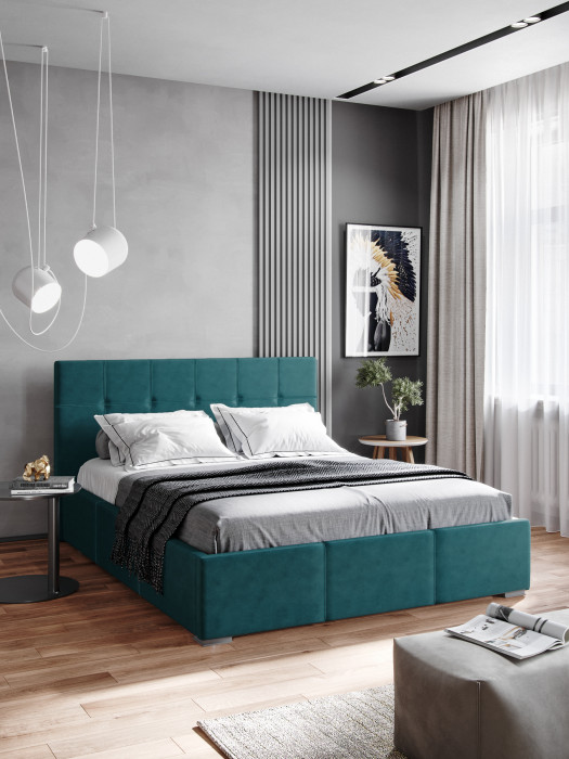 Рио Кровать интерьерная 160 бирюза квадрат, ортопед