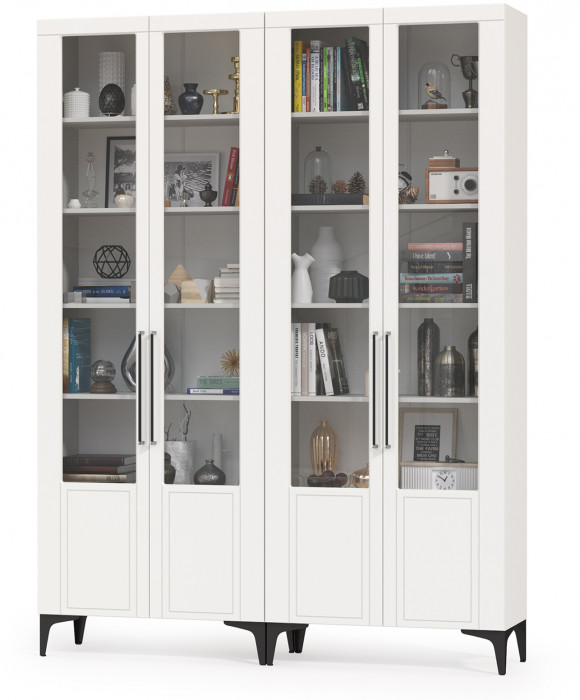 Валенсия Гостиная № 126, цвет ЛДСП белый шагрень/МДФ белый шагрень, ШхГхВ 168,2х38,1х225,2 см.