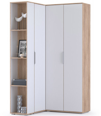 Куба Прихожая 10, цвет дуб сонома/белый премиум, ШхГхВ 118х107,3х210,6 см., универсальная сборка