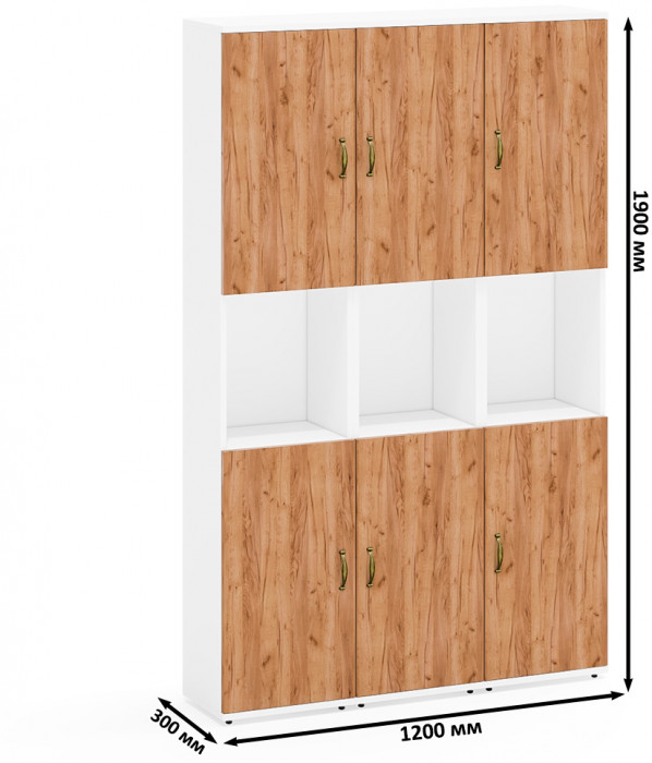 Лидер-8 Пенал 3 шт., цвет белый шагрень/крафт золото, ШхГхВ 120х30х190 см., универсальная сборка