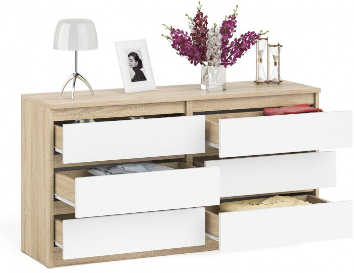 Мори Комод МК1380.6, цвет дуб сонома/белый, ШхГхВ 138х41х73 см.