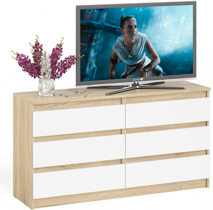 Мори Комод МК1380.6, цвет дуб сонома/белый, ШхГхВ 138х41х73 см.