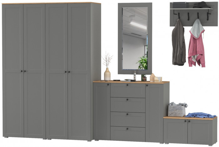 Остин Прихожая 54, серый графит/дуб крафт золотой