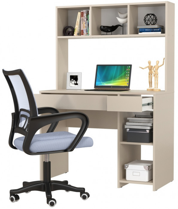 компьютерный стол Комфорт 12.77F + кресло 103 серое, сатин