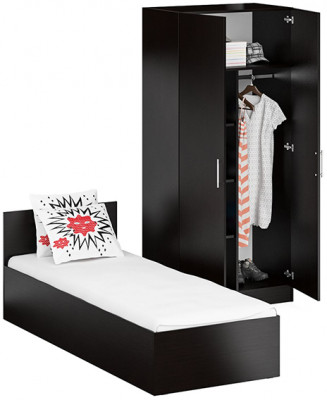 Кровать 0800 + Шкаф 2-х створчатый Стандарт, венге