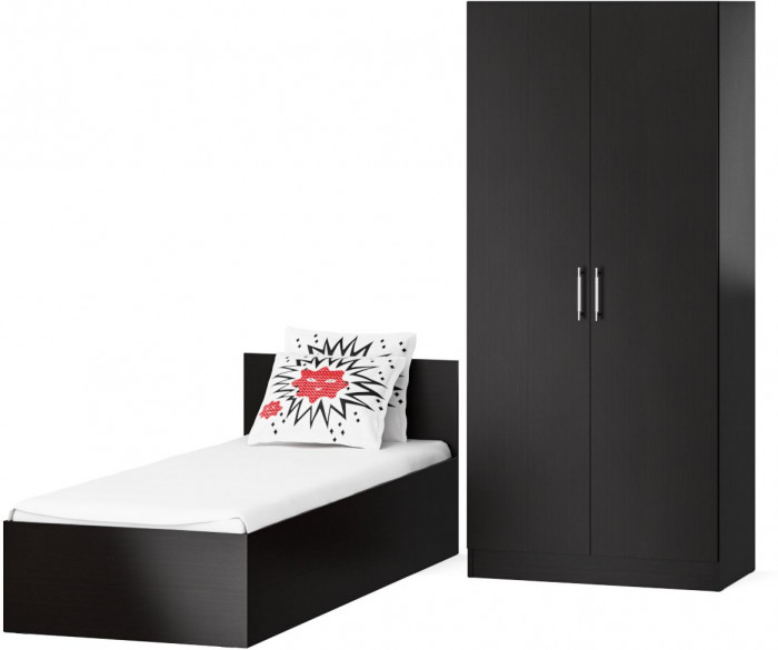Кровать 0800 + Шкаф 2-х створчатый Стандарт, венге