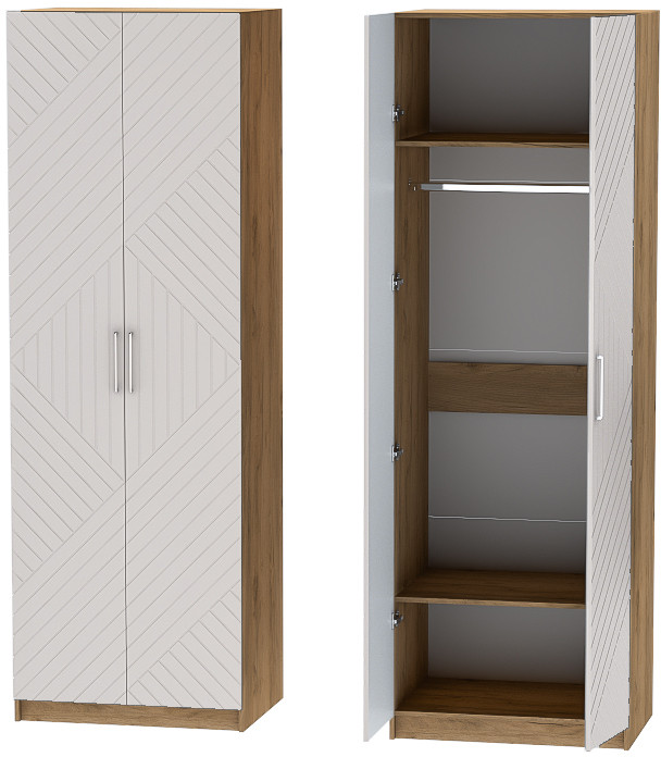 Шкаф двухдверный №1 "Иннэс-7" - Крафт золотой/Тирамису матовый