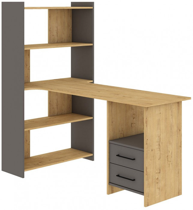 Бруно Стол школьника Дуб Вотан / Серый графит