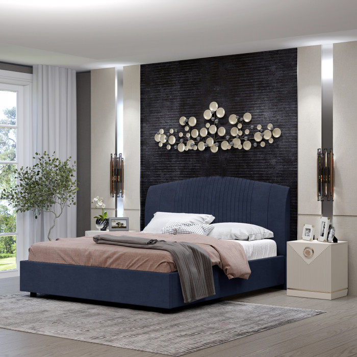 Кровать-12М с подъемным основанием 1800 темно-синяя