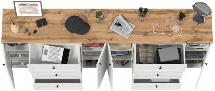 Остин 16.221 Комод + 16.221 Комод, белый шагрень/дуб крафт золотой