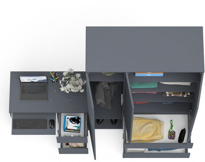 Мори Стол компьютерный МС-6 правый + Шкаф МШ1200.1, цвет графит, ШхГхВ 210,4х50,4х209,6 см., выдвижные ящики справа, НЕ универсальная сборка