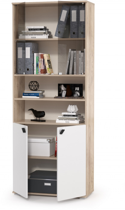 Бостон 13.156 Шкаф, дуб эндгрейн элегантный/фасады МДФ милк рикамо софт