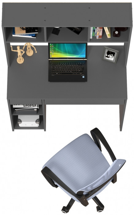 компьютерный стол Комфорт 12.77F + кресло 103 серое, тёмно-серый