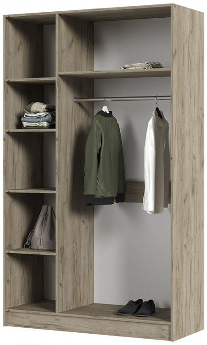 ШК 557 Бася ЛДСП шкаф 3-х ств. дуб крафт серый/дуб крафт белый