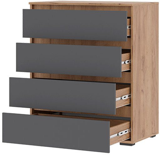Хелен КМ 02 Комод 802 4 ящика (0,802х0,958х0,460) серый графит/дуб крафт золото
