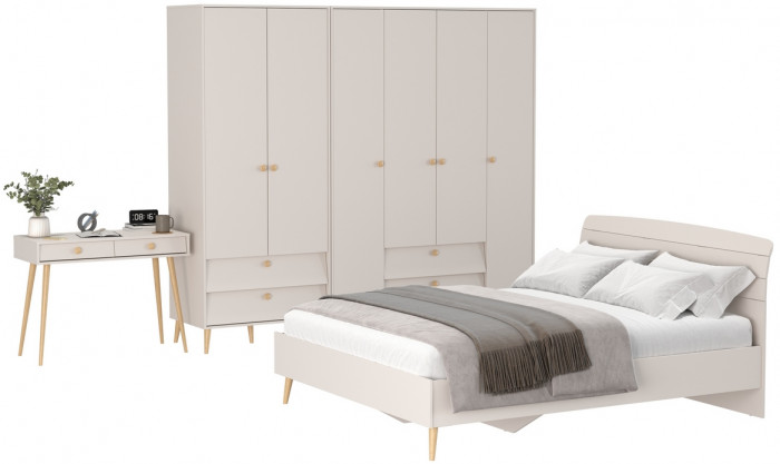 Афина Спальня 21-1600, цвет кашемир серый, сп.м. 1600х2000 мм., б/м, основание есть - фанера