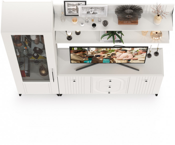 Валенсия Гостиная № 094, ЛДСП белый шагрень/МДФ белый шагрень