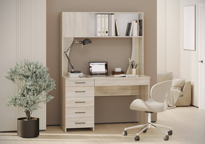 Стол рабочий 6-0606дубсон Сигма, цвет дуб сонома, ШхГхВ 120,5х60,5х166 см., НЕ универсальная сборка