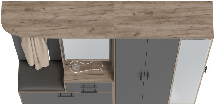 Прихожая Домино 5, цвет дуб крафт табачный/графит, ШхГхВ 188х36х202 см., универсальная сборка