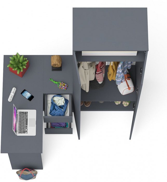 Мори компьютерный стол МС-16 правый + Шкаф МШ800.1, графит