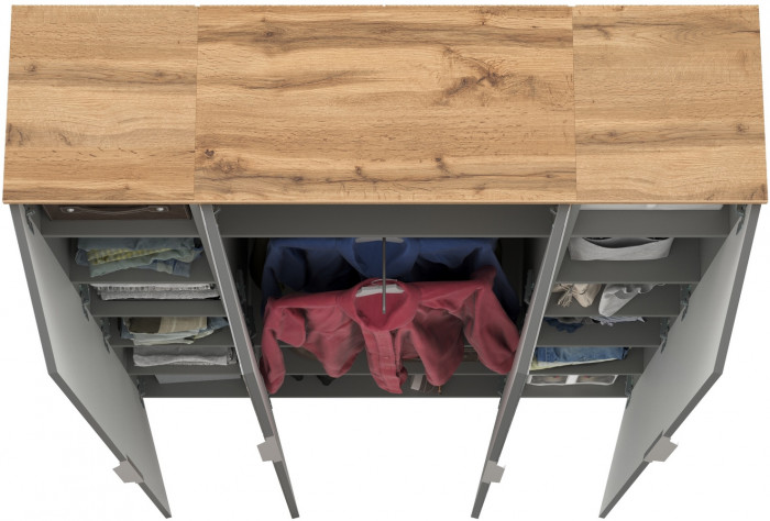 Октава Набор шкафов 01, серый графит/дуб крафт золотой/фасады МДФ серый графит