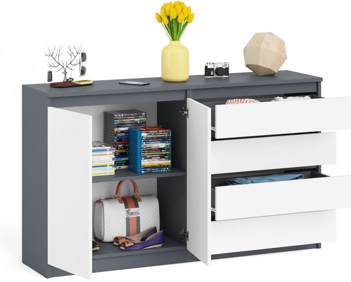 Мори Комод МК1600.1, цвет графит/белый, ШхГхВ 160,4х41х94 см., НЕ универсальная сборка