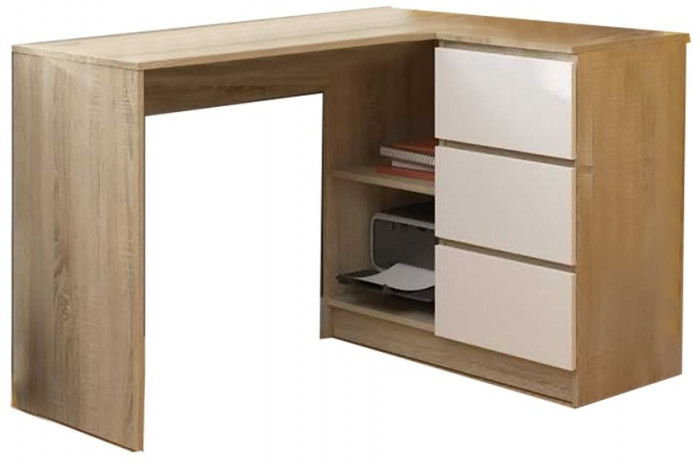 Челси Стол письменный угловой (Белый глянец, Белый)