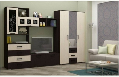 Модульная гостиная Нота-11 ЛДСП, композиция 1 (Ясень шимо светлый, Ясень шимо темный)