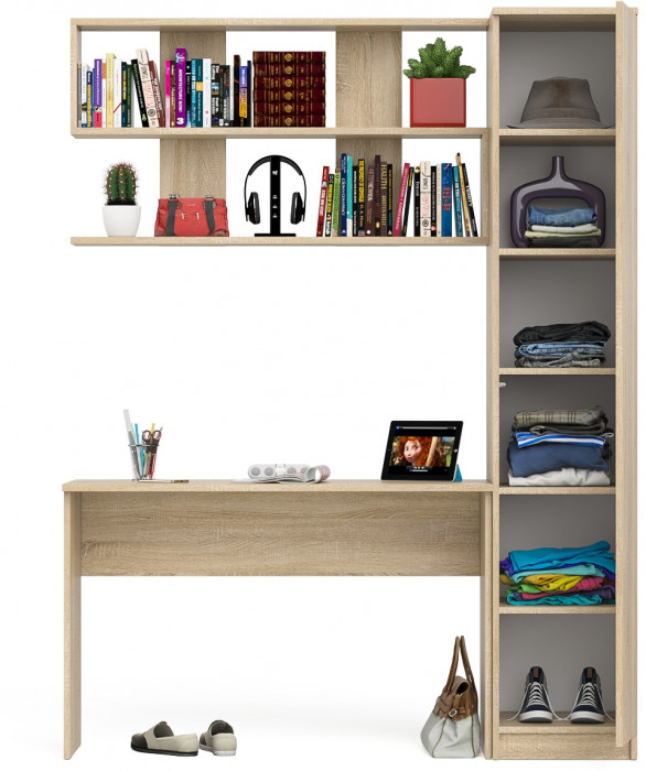 Мори письменный стол МСП1200.1 + Пенал МШ400.1 + Полка 1200, дуб сонома