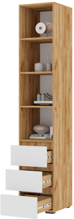 Хелен ПН 03 Пенал закрытый (0,400х2,100х0,460) белый/дуб крафт золото