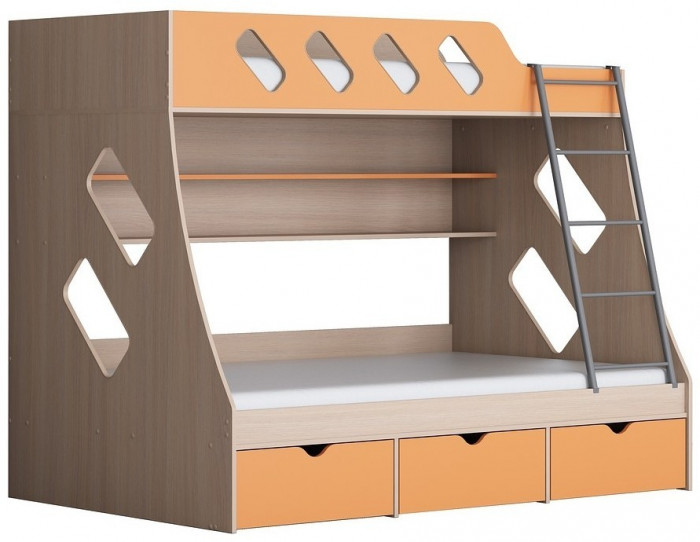 Дельта-20.01 Детская двухъярусная кровать с лестницей (Салатовый, Дуб молочный)