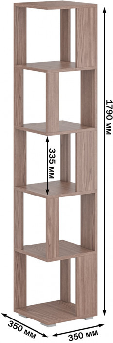 Стеллаж СВК, цвет ясень шимо тёмный, ШхГхВ 35х35х179 см.