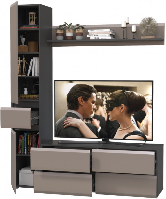 Сидней Комплектация № 051, корпус: антрацит/фасады: МДФ веллюто капучино