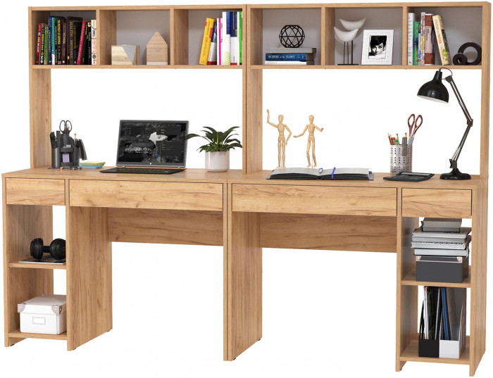 компьютерный стол Комфорт 12.77F + компьютерный стол Комфорт 12.77F, дуб крафт золотой