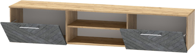 Тумба-2 под ТВ подвесная "Иннэс-7", Крафт золотой/Бетон графит