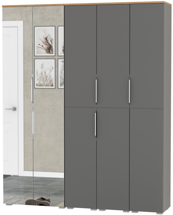 Октава Набор шкафов 02, серый графит/дуб крафт золотой/фасады МДФ серый графит