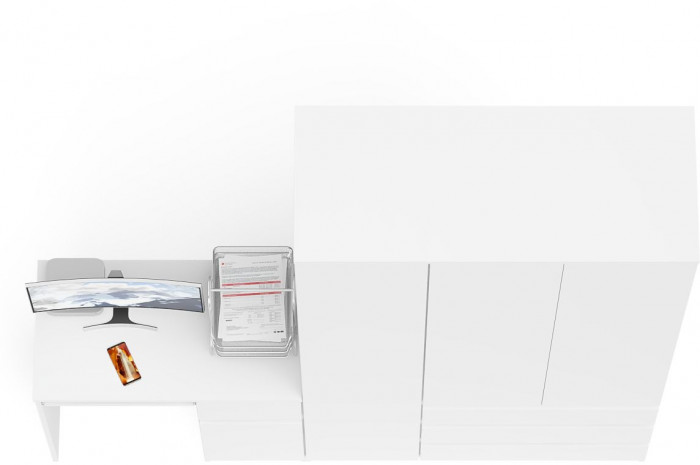 Мори Стол компьютерный МС-1 правый + Шкаф МШ1200.1, цвет белый, ШхГхВ 210,4х50,4х209,6 см., выдвижной ящик справа, НЕ универсальная сборка