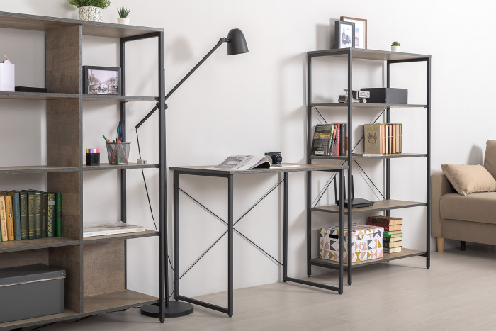 Трувор 13.151.02 Стеллаж, цвет дуб гранж песочный/интра, ШхГхВ 90х37х146 см.