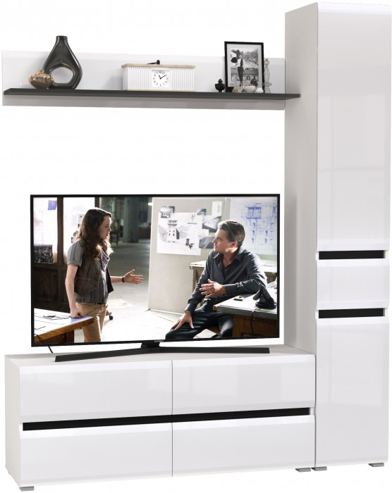 Сидней Комплектация № 051, корпус: белый/чёрный/фасады: МДФ белый глянец