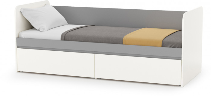 Торонто 11.39 Кровать + 13.321 Комод, белый шагрень/стальной серый