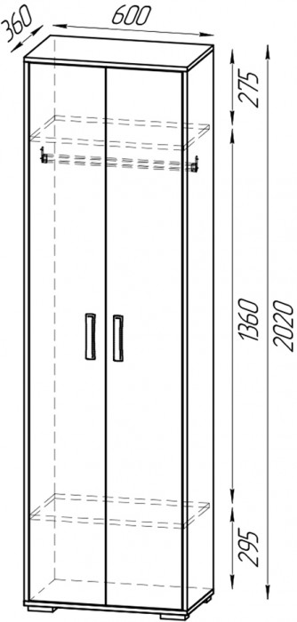 Прихожая Домино 6, цвет дуб крафт табачный/графит, ШхГхВ 248х36х202 см., универсальная сборка