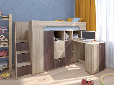 Кровать чердак Астра 11 Сонома/Дуб Шамони