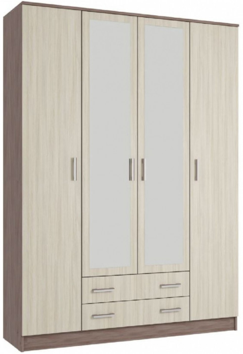 Квадро Шкаф четырёхдверный (Вотан / Белый гладкий)